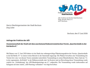 Mehr über den Artikel erfahren Anfrage zum Verein „Quartiershalle in der KoFabrik e.V. (Rat, 18.6.2025)